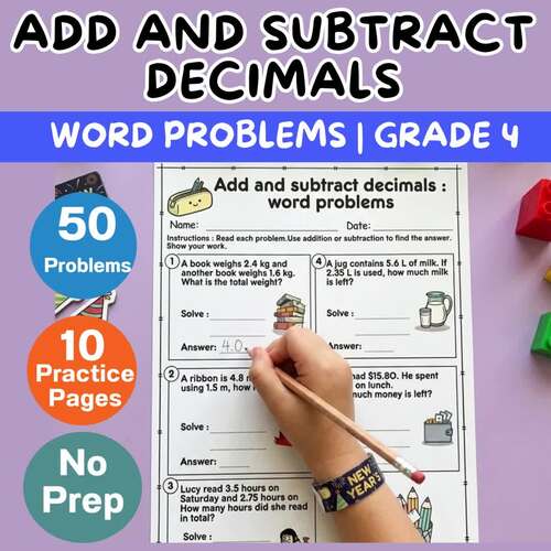 Decimal Word Problems – Add and Subtract Decimals | Grade 4 Math