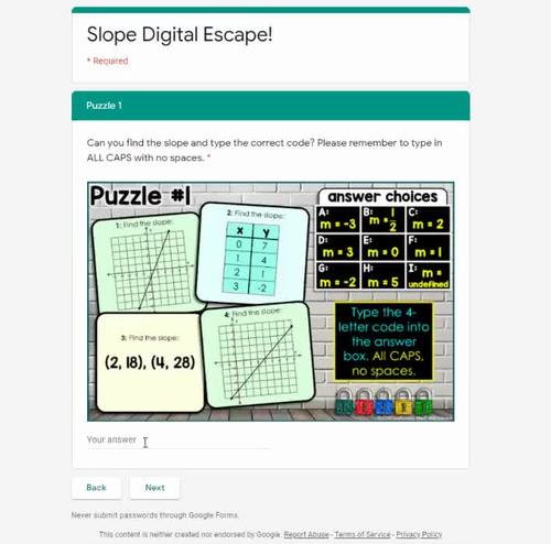 Finding Slope Digital Math Escape Room by Scaffolded Math and Science