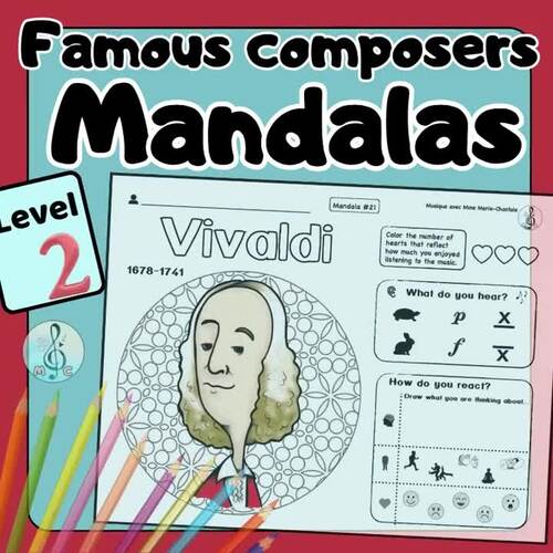 Music listening MANDALA coloring worksheets: COMPOSERS 2 (Reflection ...