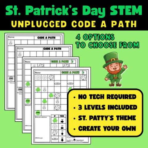 St. Patrick's Day Unplugged Coding STEM Activity | Directional Coding Maze