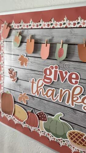 Fall November Thanksgiving Turkey Gratitude Thankful Bulletin Board Kit ...
