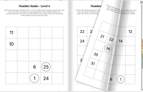 NUMBER SNAKE Path Puzzles Number Sequence Logic Puzzles Brain Games