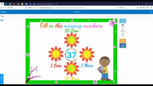 Spring 1 More 1 Less 10 More 10 Less Math Boom Cards 1st Grade Math Digital