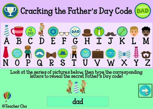 Crack the Code: Father's Day Edition (BOOM Cards™ Teletherapy Distance Learning)