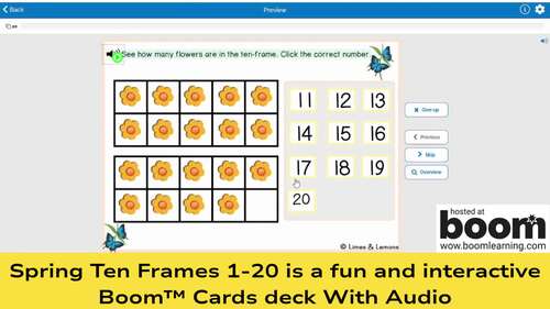 Spring Math Ten frames to 20 Digital Boom™ Cards