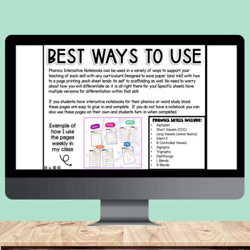 Phonics Interactive Notebook by Elementary Littles TPT