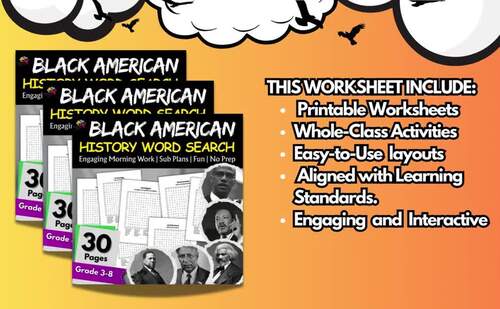 Black American History Month Word Search Puzzle Activities 4th,5th,6th ...