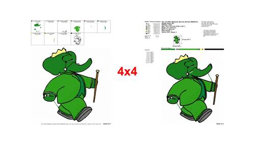 Babar The Elephant King Young Babar With Mother Adult Standing Poses ...