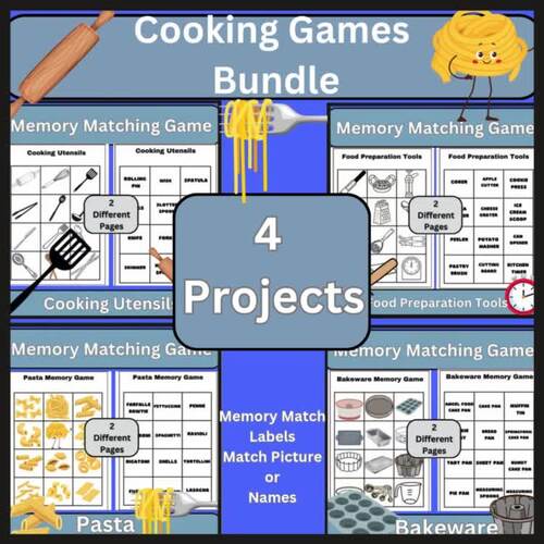 Cooking Bundle, Games Memory Matching, Utensils, Pasta, Bakeware, Food ...
