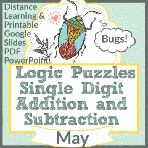 Dollar Deal Math Logic Puzzles Single Digit Addition Subtraction Bugs Spring