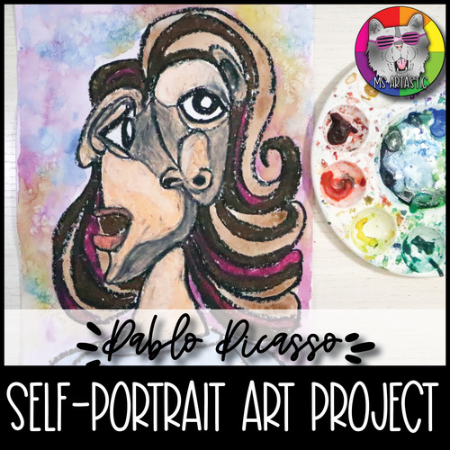 Preview of Picasso Art Project, Cubist Self-Portrait Art Lesson Activity for Middle School
