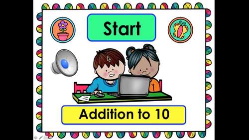 PowerPoint Game Addition to 10 Fact Fluency 25 Facts Spring Theme