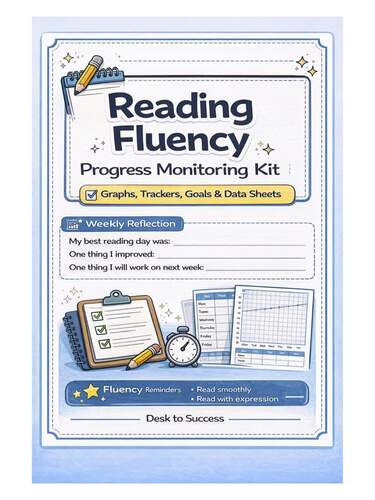 Reading Fluency Progress Monitoring Kit | Graphs, Trackers, Goals ...