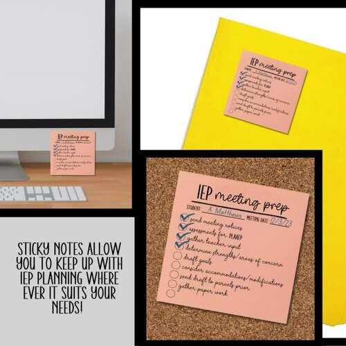 IEP Prep Printable Post-its, Special Education Sticky Notes, IEP Checklist