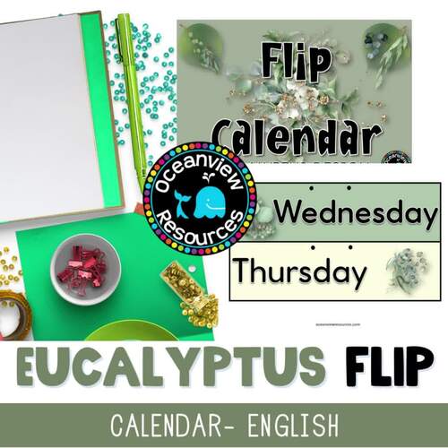 Perpetual Flip Calendars -dates, months, years - EUCALYPTUS 1 DESIGN