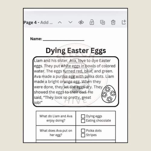 1st Grade Easter Reading Comprehension Passages by SpeechHive | TPT