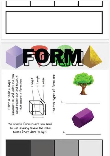 Form – Elements of Art Worksheets | Beginner Level | Elementary & Middle