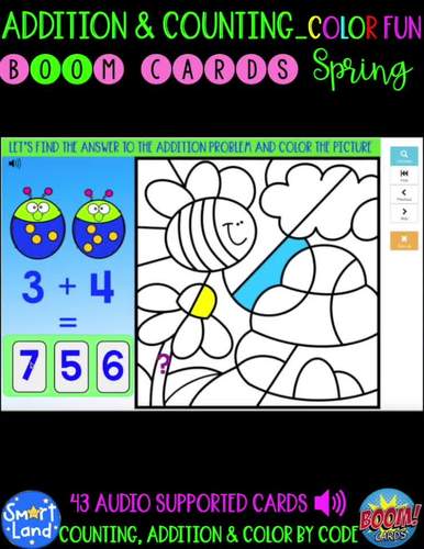 Addition and Counting Digital Coloring Fun | Spring by Smart Land ...