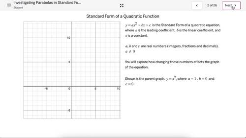 Amplify (Desmos) Parabola Investigation Standard Form - Algebra | TPT