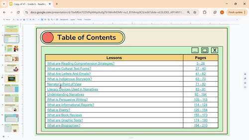 Grade 6 - Reading Comprehension Unit - Google Lesson Slides - Ontario ...