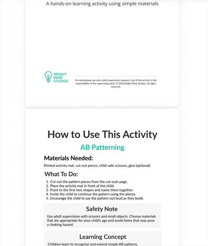 AB Patterning – Early Learning Activity