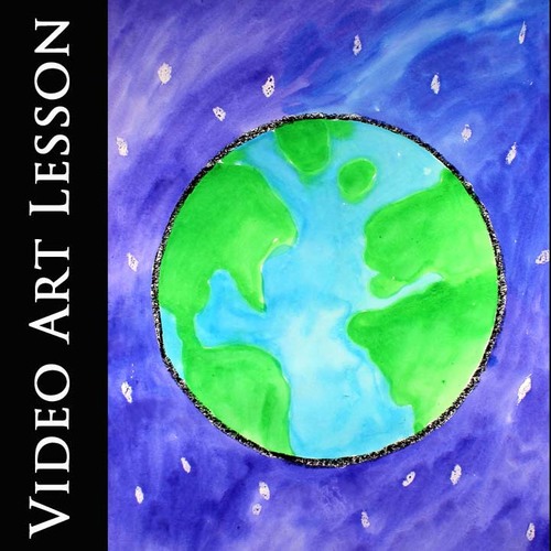 Preview of EARTH DAY Art Lesson | EASY Directed Drawing & Painting Video Art Project