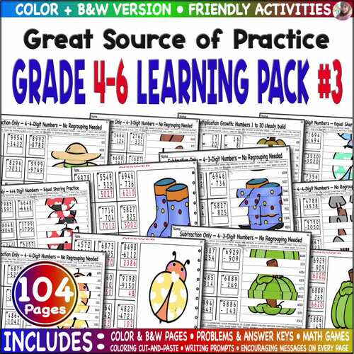 Spring & Fall Math Activities | Add Sub Mul Div | Mystery Picture Coloring