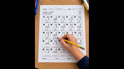 2-Digit Addition and Subtraction within 100 Math Facts Practice Worksheets