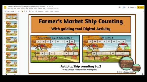 Fall Skip Counting by 2 Farmer's Market Digital Activity by All in a Teacup