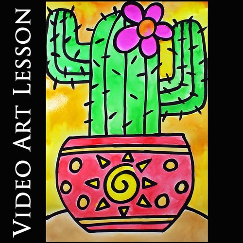 Preview of SUMMER CACTUS | Hispanic Heritage Month | Drawing & Painting Art Project