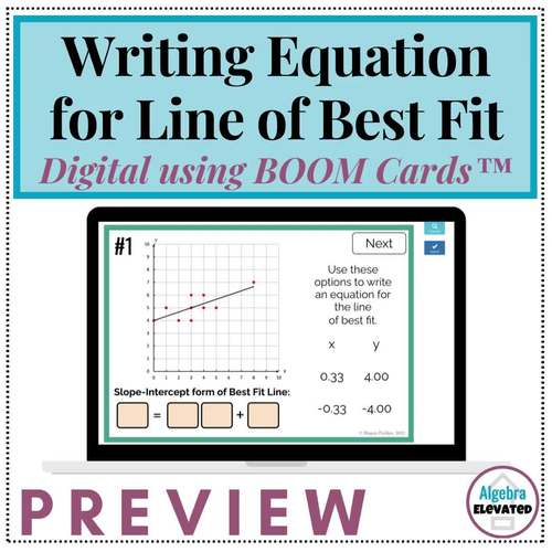Writing Equations for Line of Best Fit Boom Cards™ (Digital) | TPT