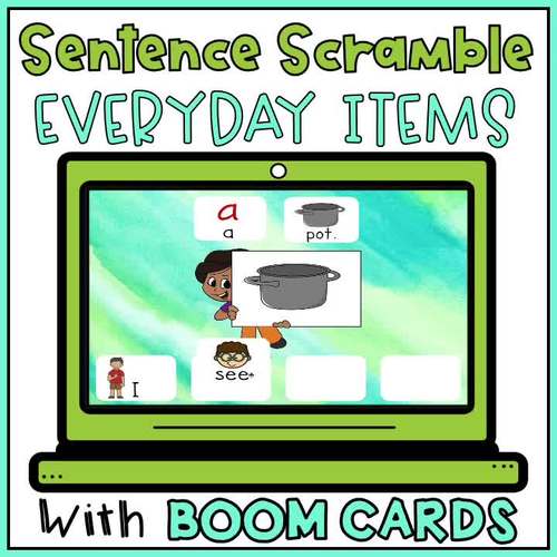 Sentence Scramble Building Sentences With Visuals BOOM CARDS Household ...
