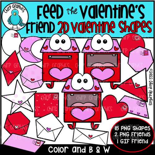 indvirkning slå bark Feed the Valentine's Day Friend 2D Valentine Shapes Clip Art by Chirp  Graphics