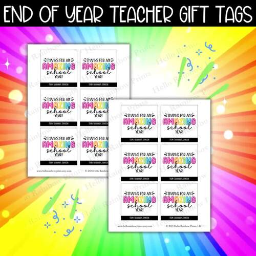 End of Year Appreciation Amazing Teacher Gift Tags, Staff Coworker ...