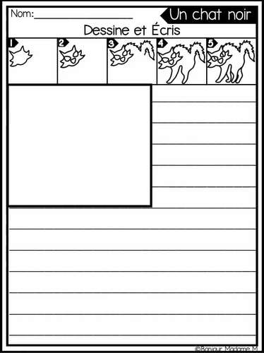 French Writing Halloween Draw And Write Worksheets Dessin Dirige