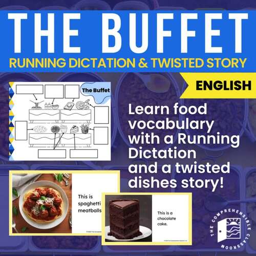 The Buffet food vocabulary Running Dictation in English TPT