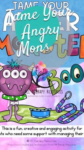 Anger Monster Lesson Activity - Workbook Craft Anger Management