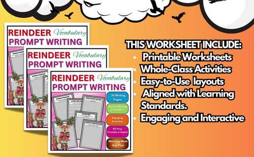 Reindeer Vocabulary Opinion And Prompt Writing Activities 4th,5th,6th ...