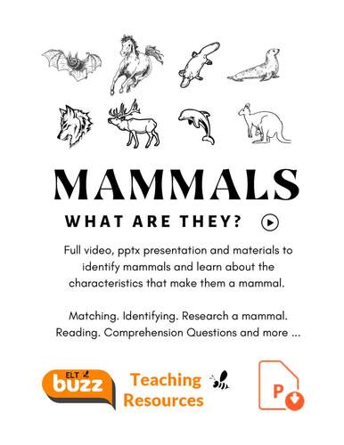 Marvelous Mammals. Characteristics. PPTx. Video. Research. Reading.