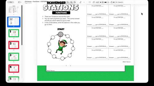 Graphing Linear Functions Review Activity Christmas Stations Math Centers