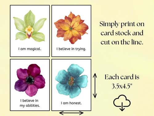 Floral Kids Positive Affirmation Cards 40 Printable Positive Quote Flash Cards