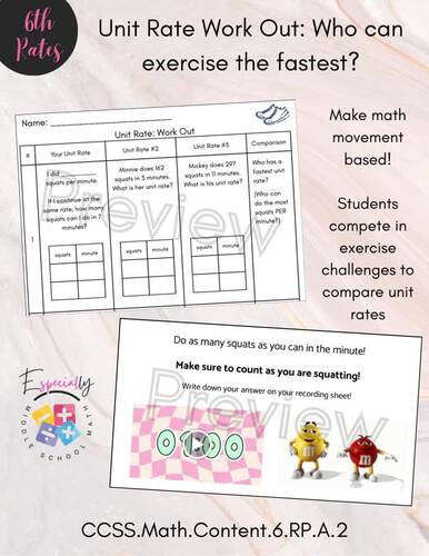 6th Grade Unit Rates | Comparing Workouts & Movement Lesson | Special Education