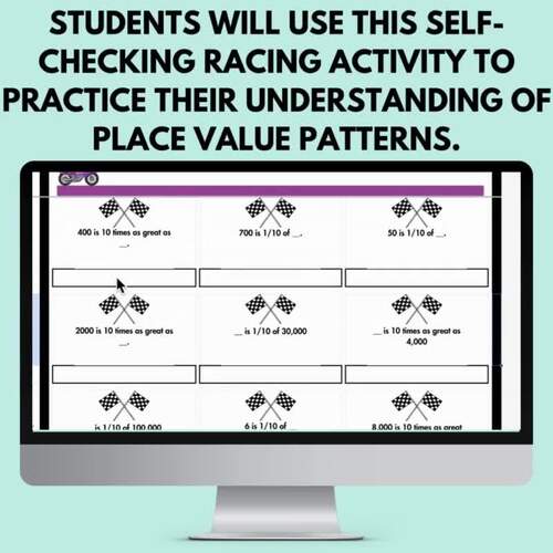 Place Value Patterns Self-Checking Digital Race for Google Sheets™