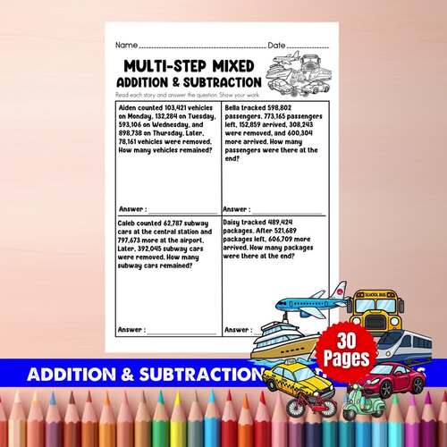 Grade 5 Multi-Step Mixed Addition & Subtraction Word Problems ...