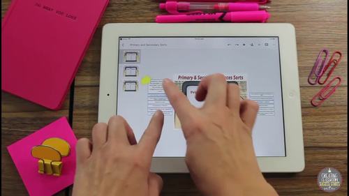 Primary and Secondary Sources Sorting Activity, Printable and Digital
