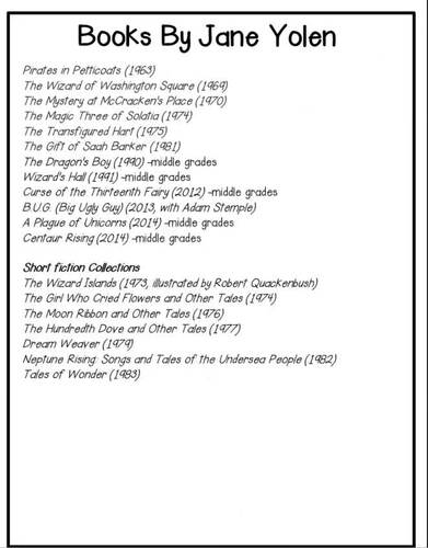 Jane Yolen Author Study with Comprehension Tasks and Writing Activities