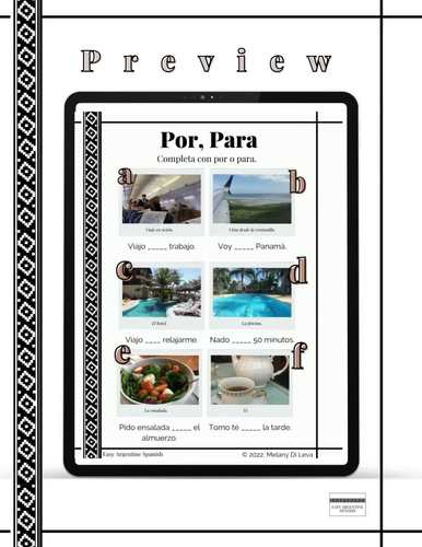 Por vs Para Worksheets by Easy Argentine Spanish | TPT