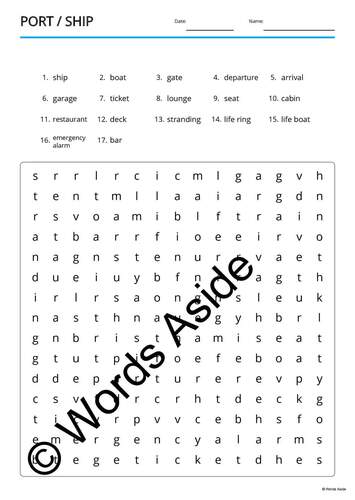 Word Puzzle Games Copy Crossword Word Search Anagram PORT SHIP