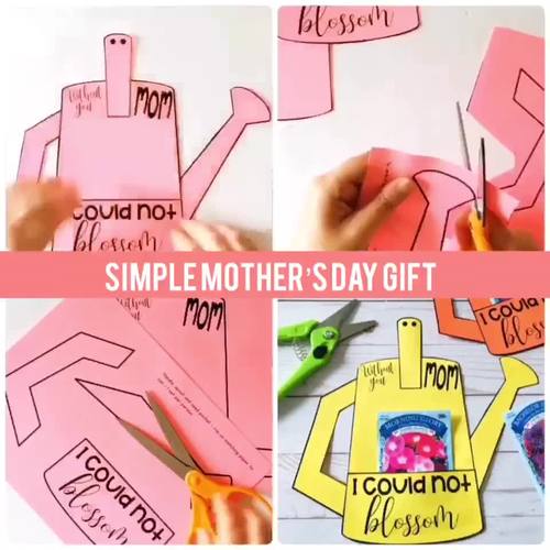 Mother’s Day Craft Watering Can Flower Seeds Mother’s Day Card Craftivity