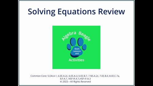 Solving Equations PowerPoint Review by Algebra Beagle | TPT